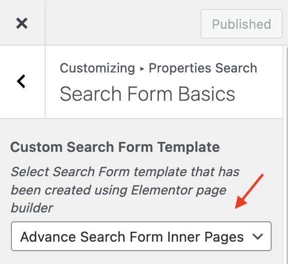 Select & Assign Custom Search Template in Custoomizer settings